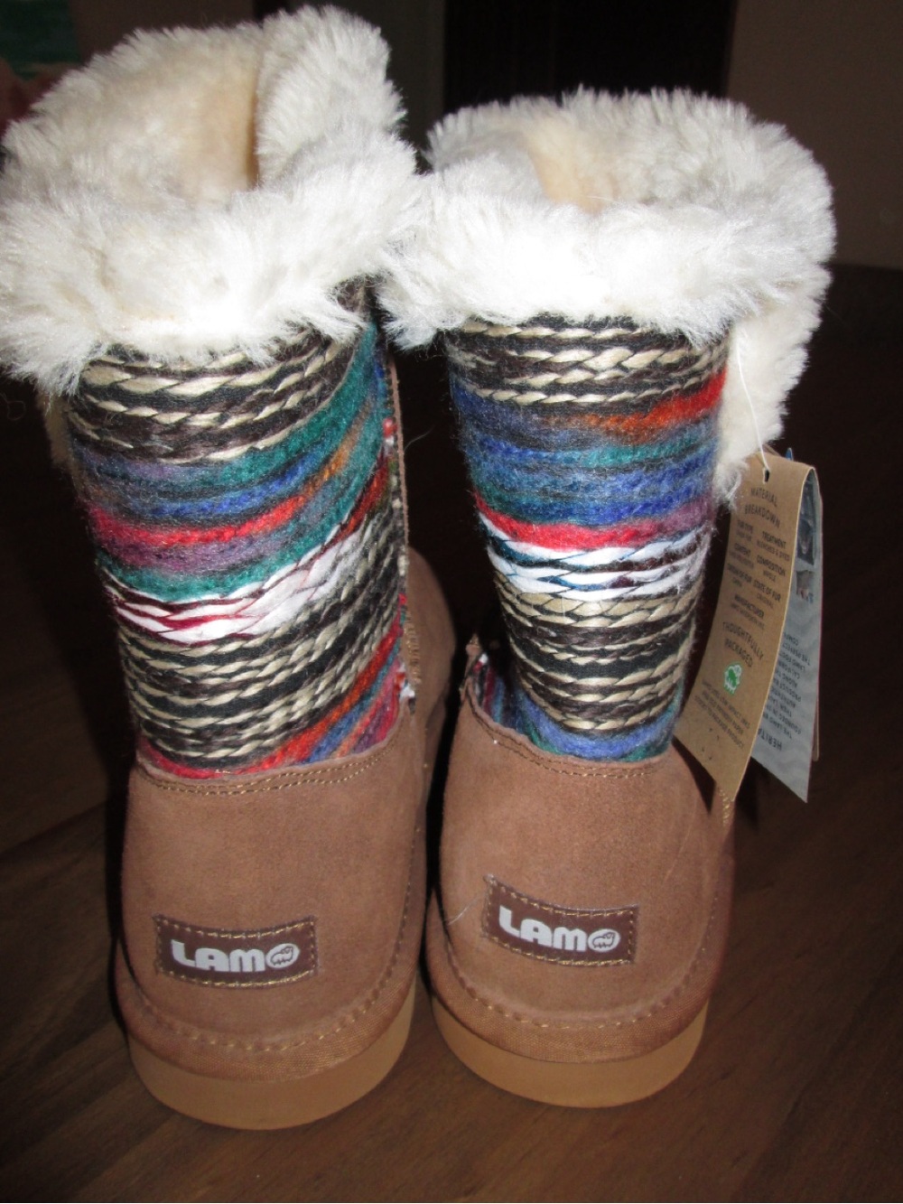 Lamo Women's Multicolor Patterned Suede Winter Boots with Shearling Cuff